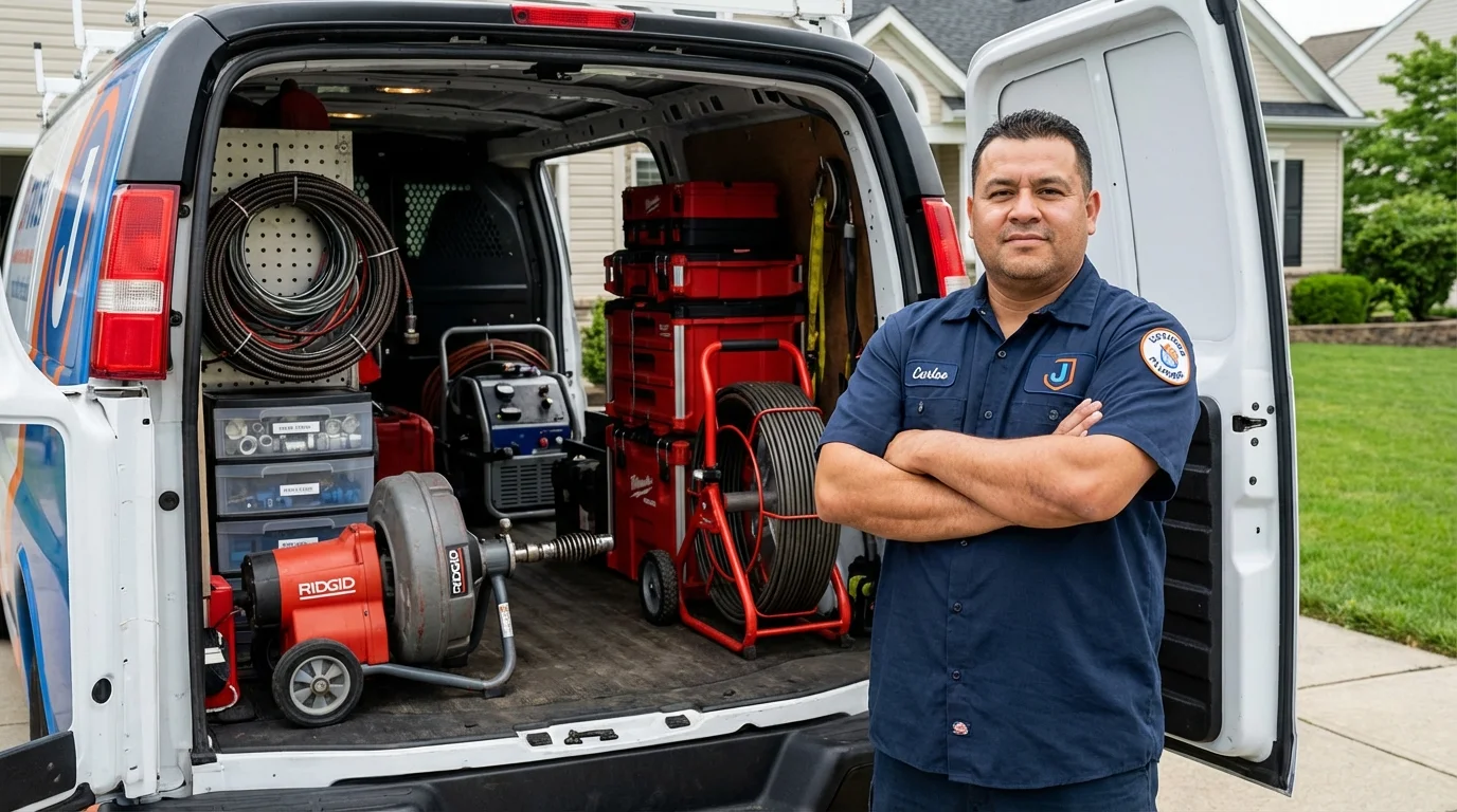 Professional drain cleaning equipment and Johns Plumbing LLC plumber in Wauconda