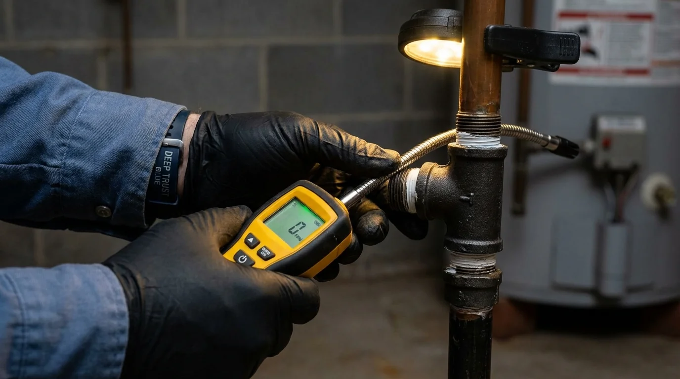 Gas leak detection with electronic sniffer by Johns Plumbing LLC in Wauconda