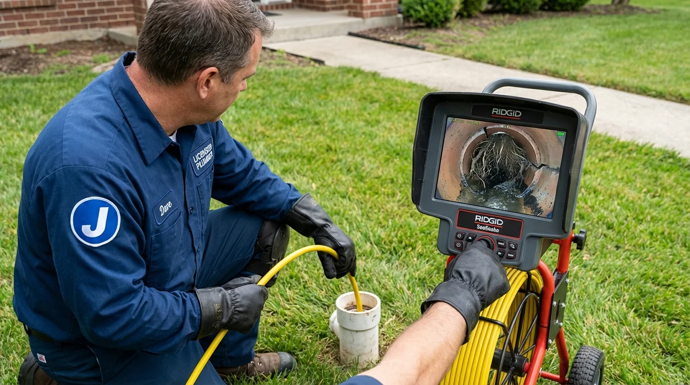 Sewer camera inspection being performed by Johns Plumbing LLC in Wauconda